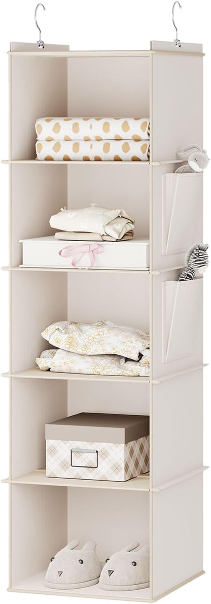 YOUDENOVA Hanging Closet Organizer, 5-Shelf Closet Hanging Storage Shelves