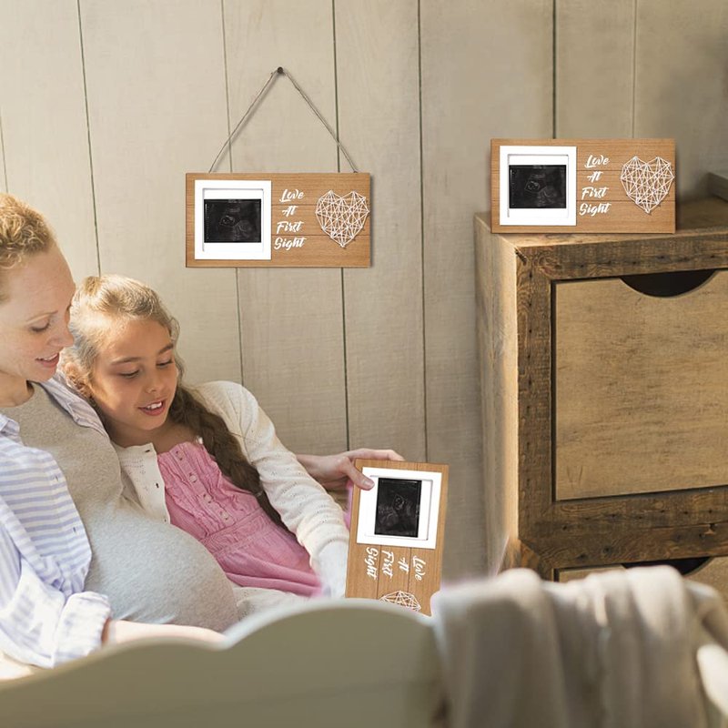 Zmiky Sonogram Picture Frame - Ultrasound Picture Frame,Love At First Sight Sonogram Frame Expecting Baby To Be Unique Gifts Pregnancy Announcement Sonogram Photo Frame Gender Reveal Decor
