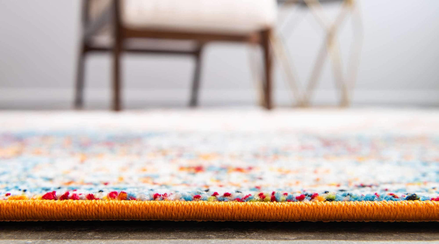 Unique Loom Rosso Collection Traditional, Vintage, Medallion, Border, Distressed, Southwestern Area Rug (5' 0 x 8' 0 Rectangular, Ivory/Blue)
