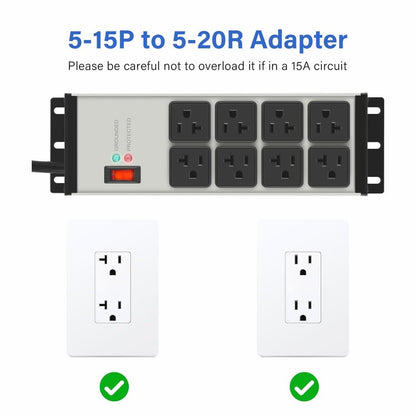 CCCEI Heavy Duty Power Strip Surge Protector 20 AMP Switch, 12 Gauge Extension Cord with Multiple Outlets, Industrial, Shop, Garage High Amp Wall Mount Electric Extender. 6FT, Grey.