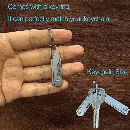 Titanium Alloy Small Keychain Knife, Mini Folding Pocket Knife, EDC Box Cutter, Small Gift for Women Men (Titanium Alloy Handle/440C Steel Blade)