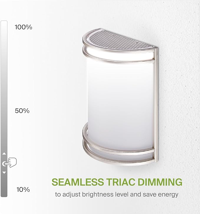 ASD LED Indoor Wall Mount Light Fixture - Modern Interior Brushed Nickel Wall Sconce Lighting - 3000K 4000K 5000K Adjustable - Half Cylinder Hallway Light Fixture - ETL & Energy Star Listed 4 Pack