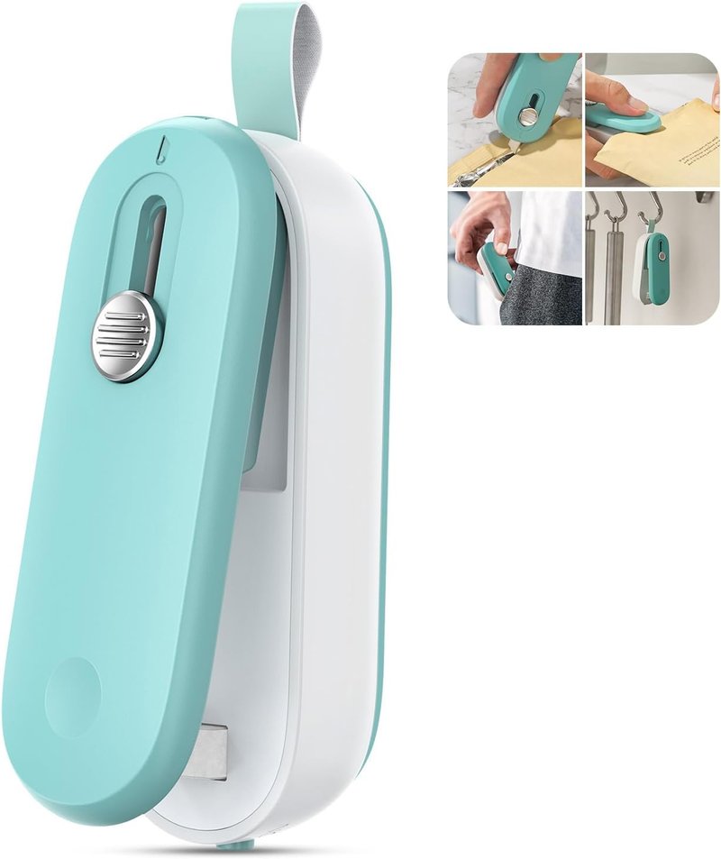 Mini Bag Sealer - 2 in 1 Heat Seal and Cutter for Snacks & Food Storage | Portable Handheld Design
