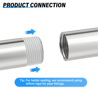 TAILONZ PNEUMATIC 1" NPT Male x 1" NPT Male 304 Stainless Steel Pipe Nipple, 12" Length Cast Pipe Fitting, Threaded Connector（Pack of 3）
