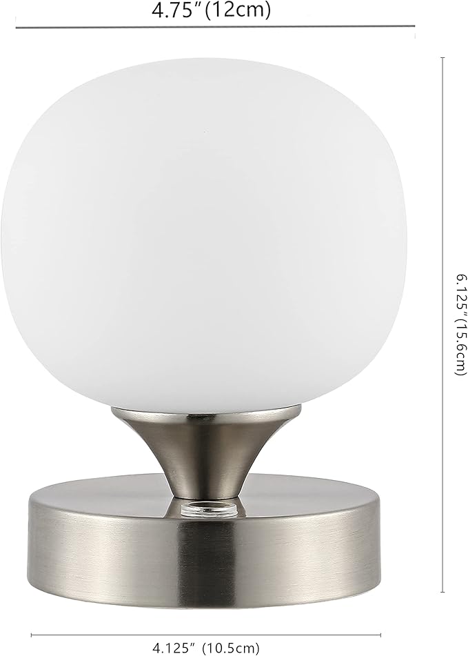 JONATHAN Y JYL7112B Owen 6.13" Modern Minimalist Iron Rechargeable Integrated LED Table Lamp Contemporary Bedside Desk Nightstand Lamp for Bedroom Living Room Office, Nickel/White