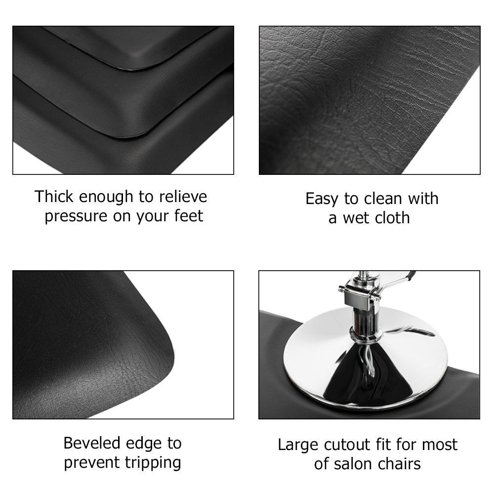 Mefeir 3' x 4' - 1 inch Thick Salon Anti Fatigue Mat for Hair Stylist, Semi Circle Comfort Barber Shop Beauty Floor Mats Under Styling Chair