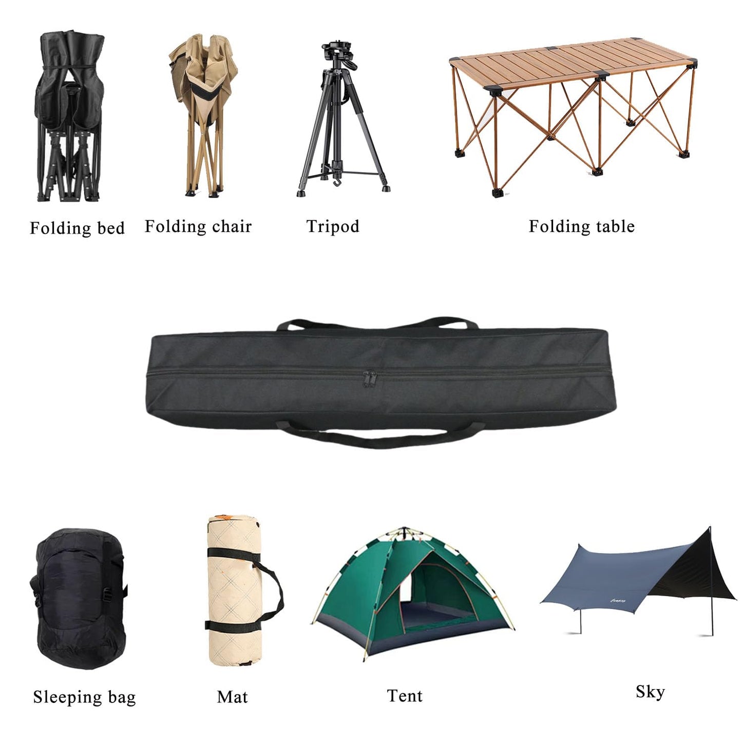 YLTQQT Heavy Duty Water-Resistant Grill & Tent Storage Bag - XL Organizer for BBQ Utensils, Canopy, Hammock, Roof Top Tent & Fishing Rods with MOLLE Straps (25''(L) x5.9''(W) x5.9''(H))