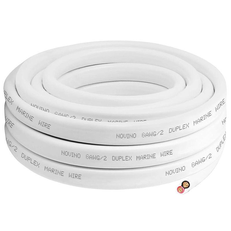 6 AWG Marine Wire - Duplex Marine Grade Tinned Copper Cable | 50ft for Boat, RV, Automotive Use