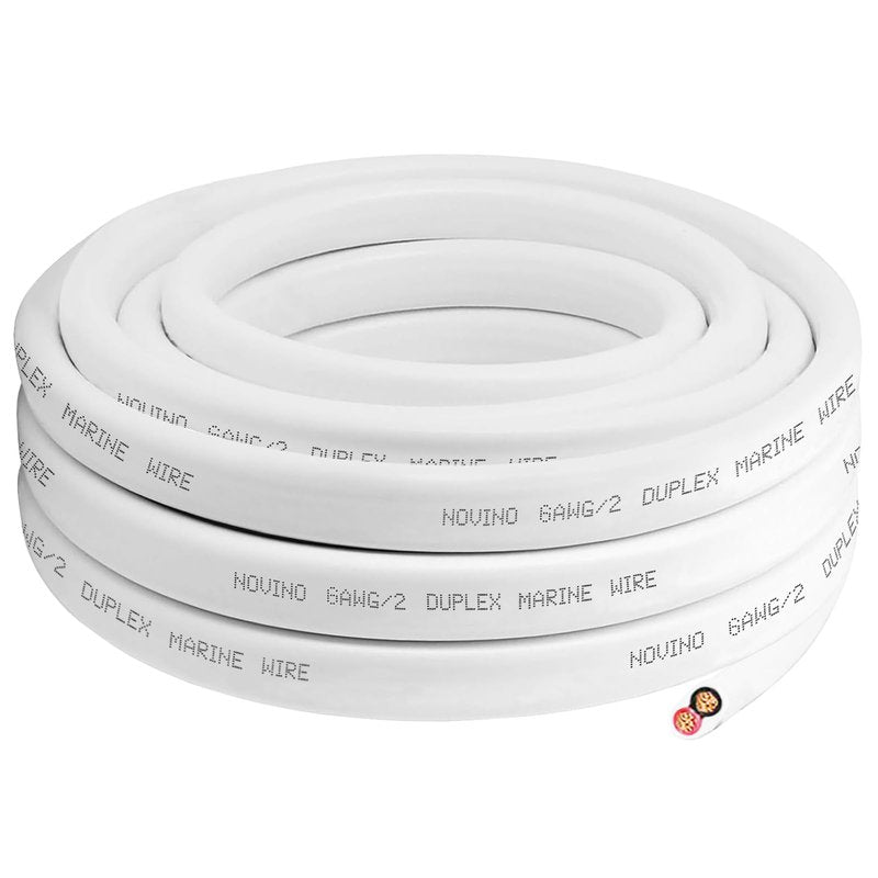 6 Gauge Marine Wire,6 AWG 20ft Duplex Marine Grade Wire Tinned Copper Oxygen-Free Insulated Red& Black Electrical Cable for Boat/Automotive/RV/Camper/Trailer