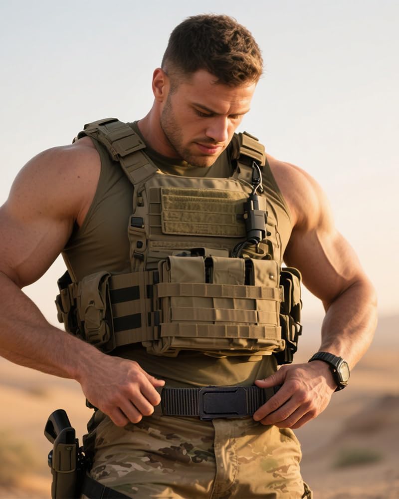 EZL Men's Tactical Belt, 1.5" Nylon Ratchet Belt for Work Duty EDC