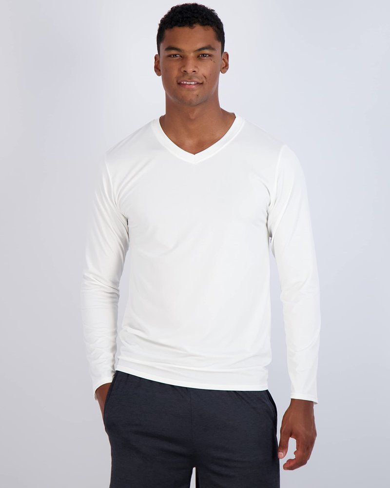Real Essentials 4 Pack: Men's Dry Fit Long Sleeve V-Neck Active T-Shirt - Athletic Outdoor UPF 50+ - Set 7,XXL