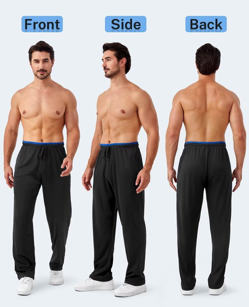 OZYJD Mens Sweatpants with Zipper Pockets 5 Pack Mens Joggers for Men Open Bottom Mesh Athletic Pants for Workout,Running
