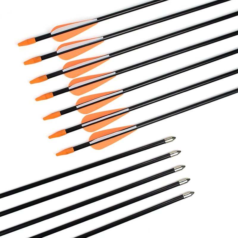 Practice Fiberglass Arrows Archery 24 Inch Target Shooting Safetyglass Recurve Bows Suitable for Youth Woman Beginner 12PCS