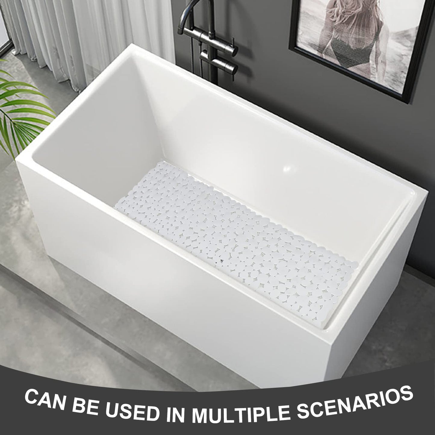 SONGZIMING Pebble Bath Mat for Bathtub to Anti Slip Bathtub Mat in Shower with 16 Inches by 35 Inches (White)