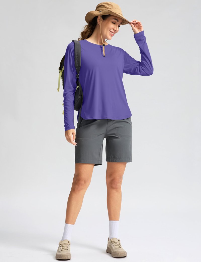 Women's Sun Shirts UPF 50+ Long Sleeve UV Protection Shirt Lightweight Quick Dry Workout Hiking Tops for Women(Vintage Purple,L)