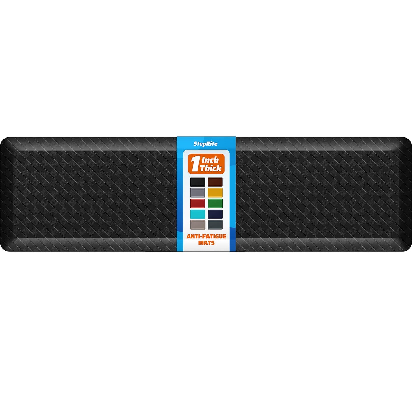 StepRite 1” Thick Kitchen Mats for Floor, Anti Fatigue Kitchen Rugs, Non-Slip,Heavy Duty Water Resistant Kitchen Rug, Standing Desk Mat for Friends, Family, Home, Kitchen, Office (72" x 20", Black)