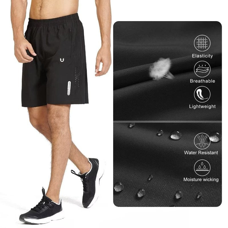 NORTHYARD Men's Athletic Running Shorts Gym Workout 7"/9"/5" Quick Dry Lightweight Sports Basketball Tennis 3 Zipper Pockets Black M