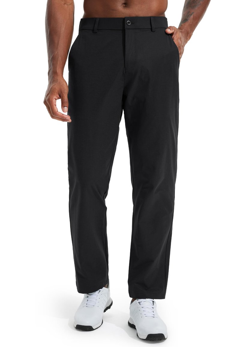 Men's Golf Pants 30" Quick Dry Lightweight Classic Fit Stretch Work Dress Business Casual Pants for Men Comfy Lounge Trousers with Pockets, Black, 32W x 30L
