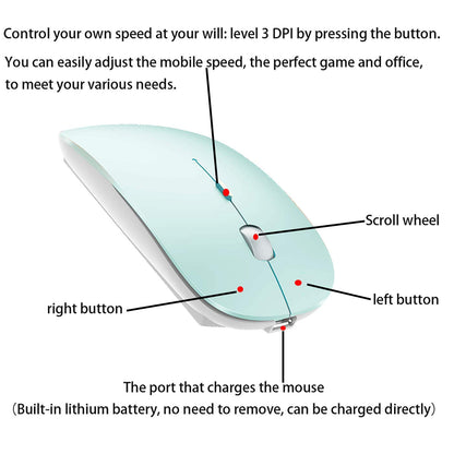 Bluetooth Wireless Mouse for Laptop mac MacBook ipad MacBook air MacBook pro pc Desktop Computer Windows Chromebook Notebook (Silver)