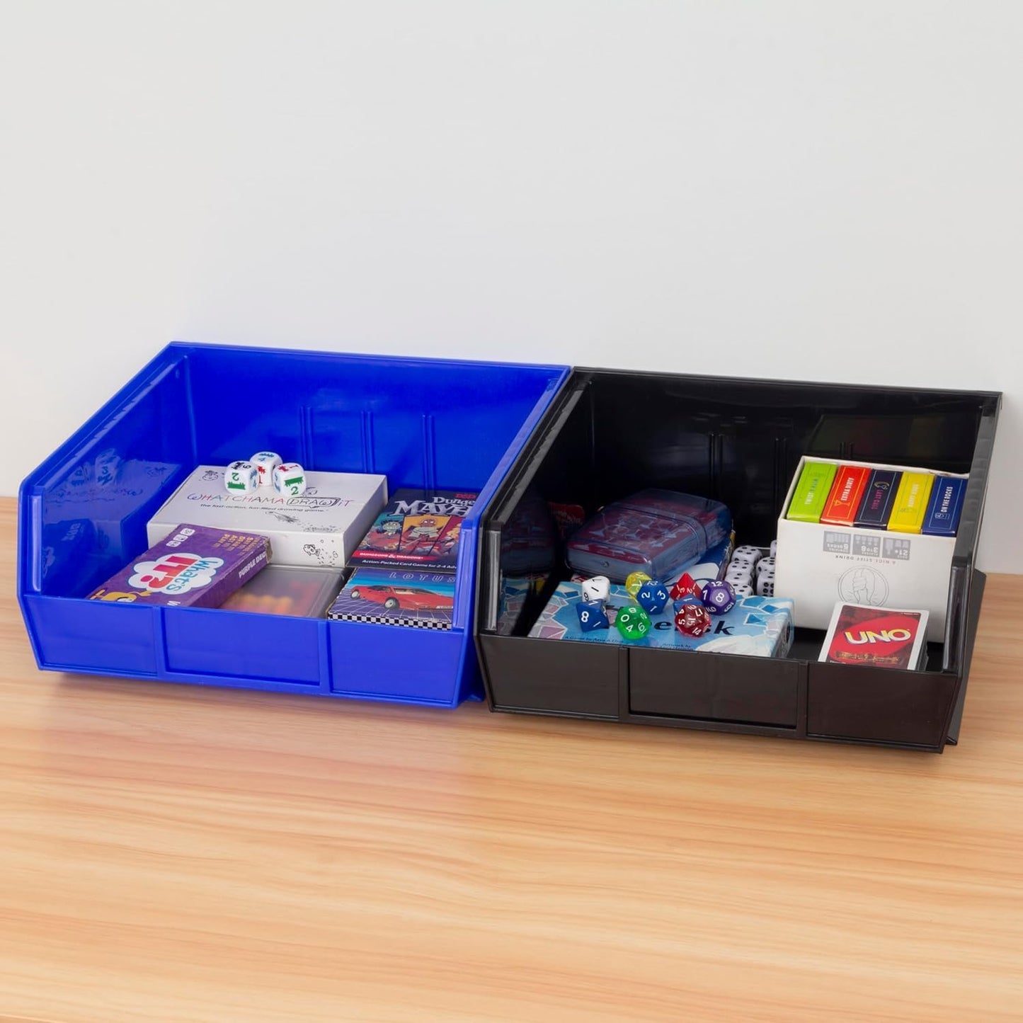 Akro-Mils 30235 AkroBins Plastic Storage Bins, Space-Saving Stackable Bins for Garage, Pantry, Craft Organization, 11" x 11" x 5", Blue, 6-Pack