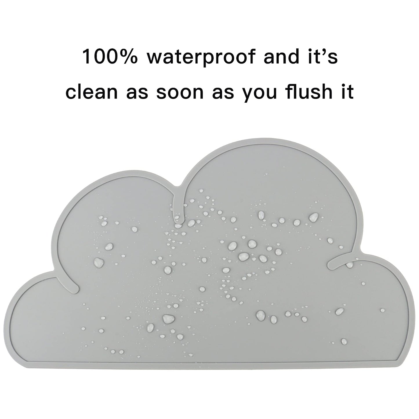 DesignSter Pet Food Mats–Dog Cat Feeding Mat Top Grade Cloud Silicone Pad Anti-Slip Waterproof Anti-Slip Bowl Placemat (Gray)
