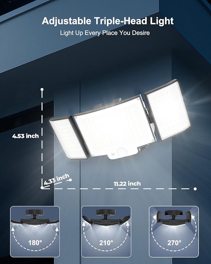LED Security Lights Motion Sensor,188 LEDs 4200LM Dusk to Dawn Hardwired Flood Lights Outdoor with 3 Modes Remote Control,IP65 Waterproof Motion Sensor Lights, for Garage,Yard,Porch 1 Pack