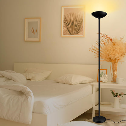 Bricosmocon Stepless Dimmable Floor Lamp,30W 3000LM Super Bright LED Torchiere Floor Lamps with Remote & Touch Control,71 in Tall Modern Standing Lamp for Living Room Bedroom Office,2700k-6500k,Black