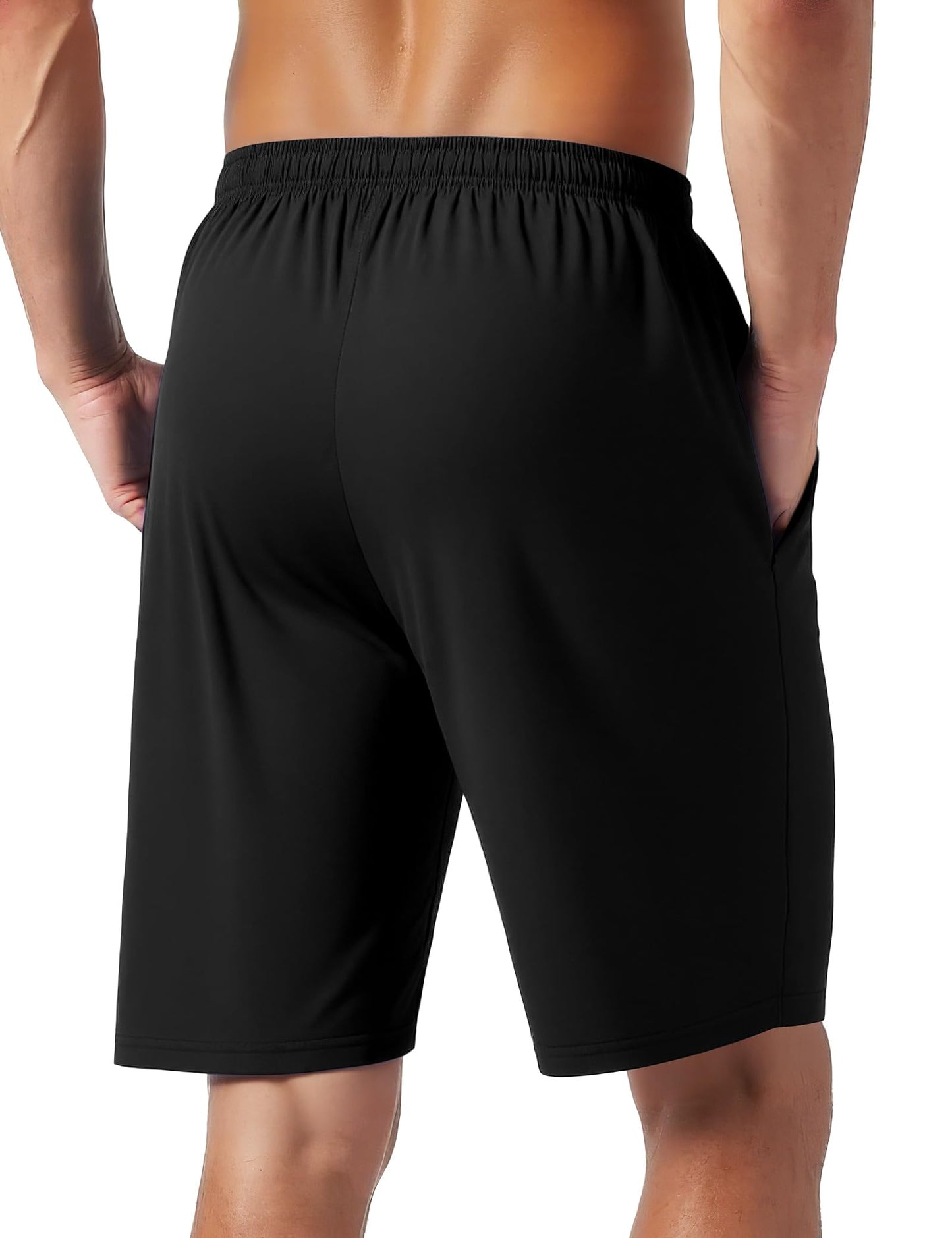 Naarts Men's Athletic Shorts 9'' Quick Dry Workout Running Shorts Lightweight Sports Gym Basketball Shorts with Pockets Black,Large
