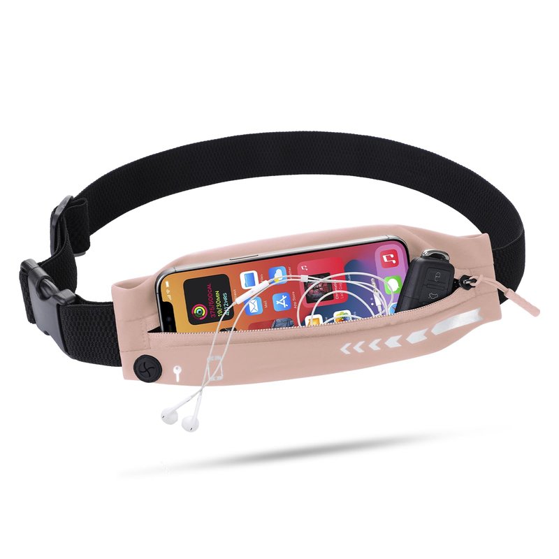 USHAKE Slim Running Belt for Women Men-Runners Phone Holder Fanny Pack, Adjustable, Bounce Free Waist Pouch bag for Workout, Money Belt, Run Gear Accessories Pink