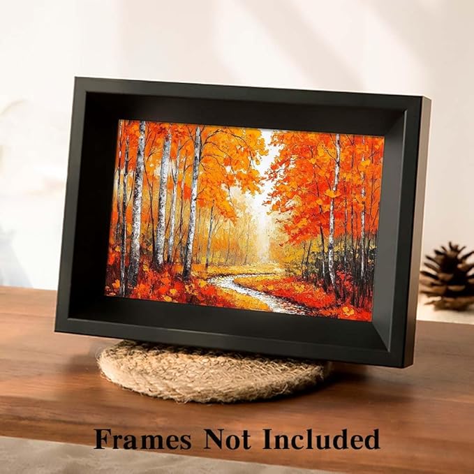 Yesad Autumn Canvas Wall Art, Fall Tree Forest Field Landscape Painting Fall Wall Art Prints Pictures Posters Artwork for Living Room Bedroom Bathroom Home Decor (Unframed,30”x20”,Tree & River)