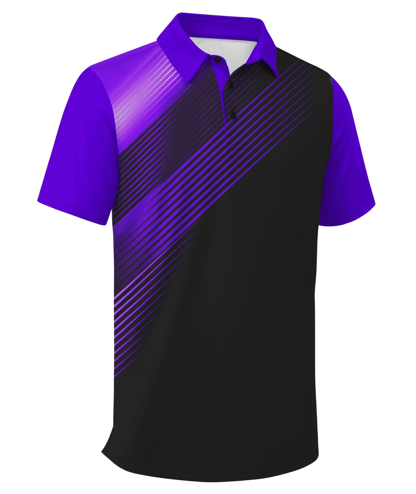 ZITY Men's Golf Shirts Short Sleeve Moisture Wicking Performance Print Patterns Casual Collared Golf Polo Shirt for Men Black Violet