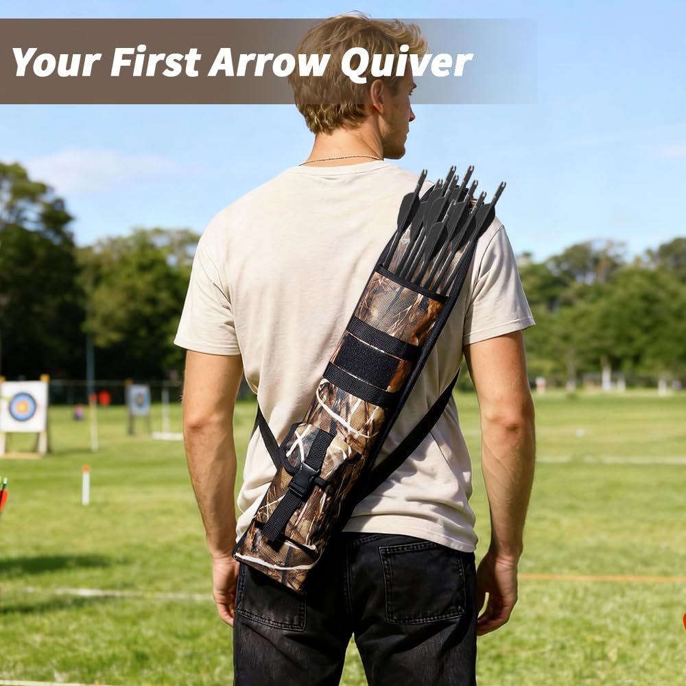 PSKOOK Archery Lightweight Back Arrow Quiver, Adjustable Quivers for Arrows with Molle System Shoulder Arrows Holder Hanged Target Shooting Quiver for Bow Hunting & Target Practice