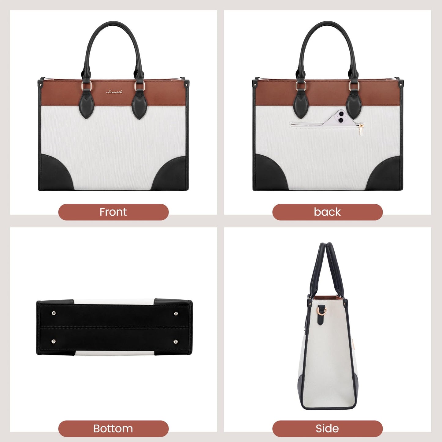 LOVEVOOK Laptop Bag for Women 15.6 lnch,Waterproof Laptops Tote Bags for Womens,Professional Work Bags for Women with Cup Holder,Large Laptop Purse Computer Briefcase Office Teacher Clutch Bag,2 PCS
