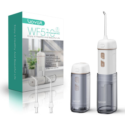 VOYOR-HEALTH Portable Water Flosser Cordless, Mini Travel Oral Irrigator with Telescopic Water Tank, IPX7 Waterproof Water Dental Flosser for Teeth Cleaning Braces & Dental Care WF510 (Light Green)