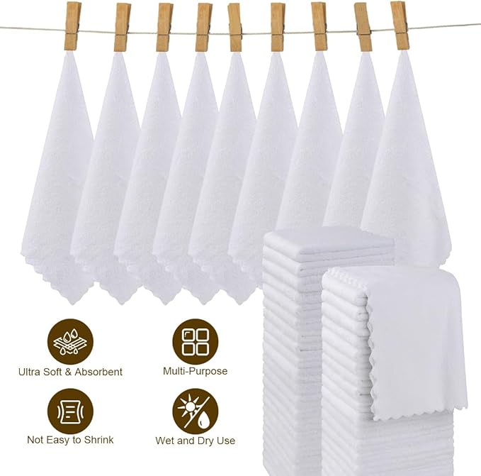 Orighty Washcloths 48 Pack, Ultra Soft Face Cloths 12 x 12 inch, Absorbent &