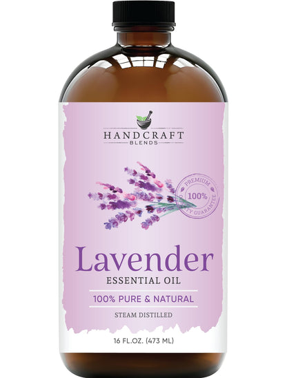 Handcraft Blends Lavender Essential Oil – Huge 4 Fl Oz – 100% Pure and Natural – Premium Grade Essential Oil for Diffuser and Aromatherapy, Skin, Massage, Candle and Soap Making Fragrance