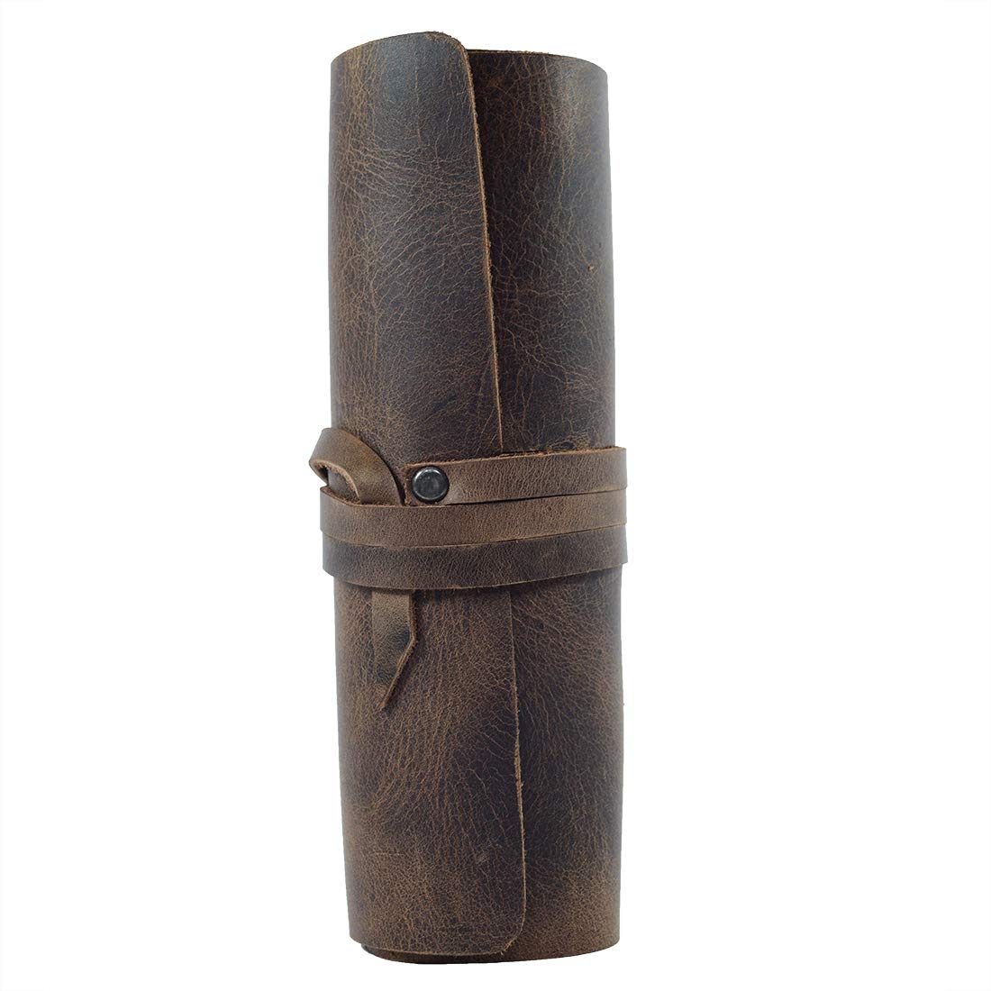 Hide & Drink, Cord Wrap, Cord Organizer, Travel Bag, Cable Holder, Full Grain Leather, Handmade, Bourbon Brown