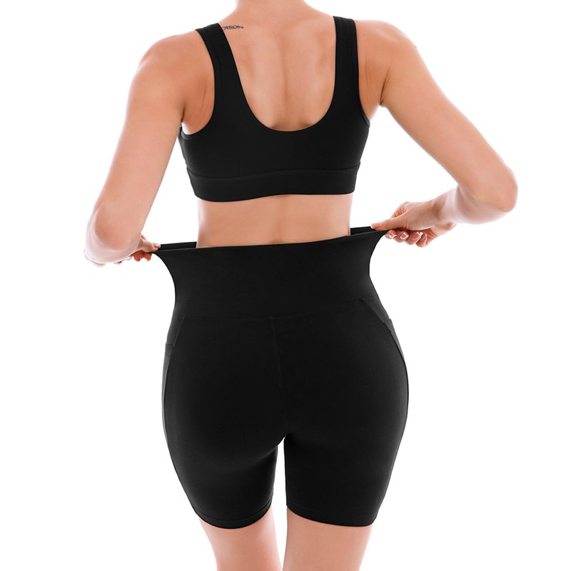 SINOPHANT High Waisted Women Biker Shorts - 6” Buttery Soft Elastic Tummy Control Shorts for Gym, Yoga, Workout(Pockets, L-XL,Black)
