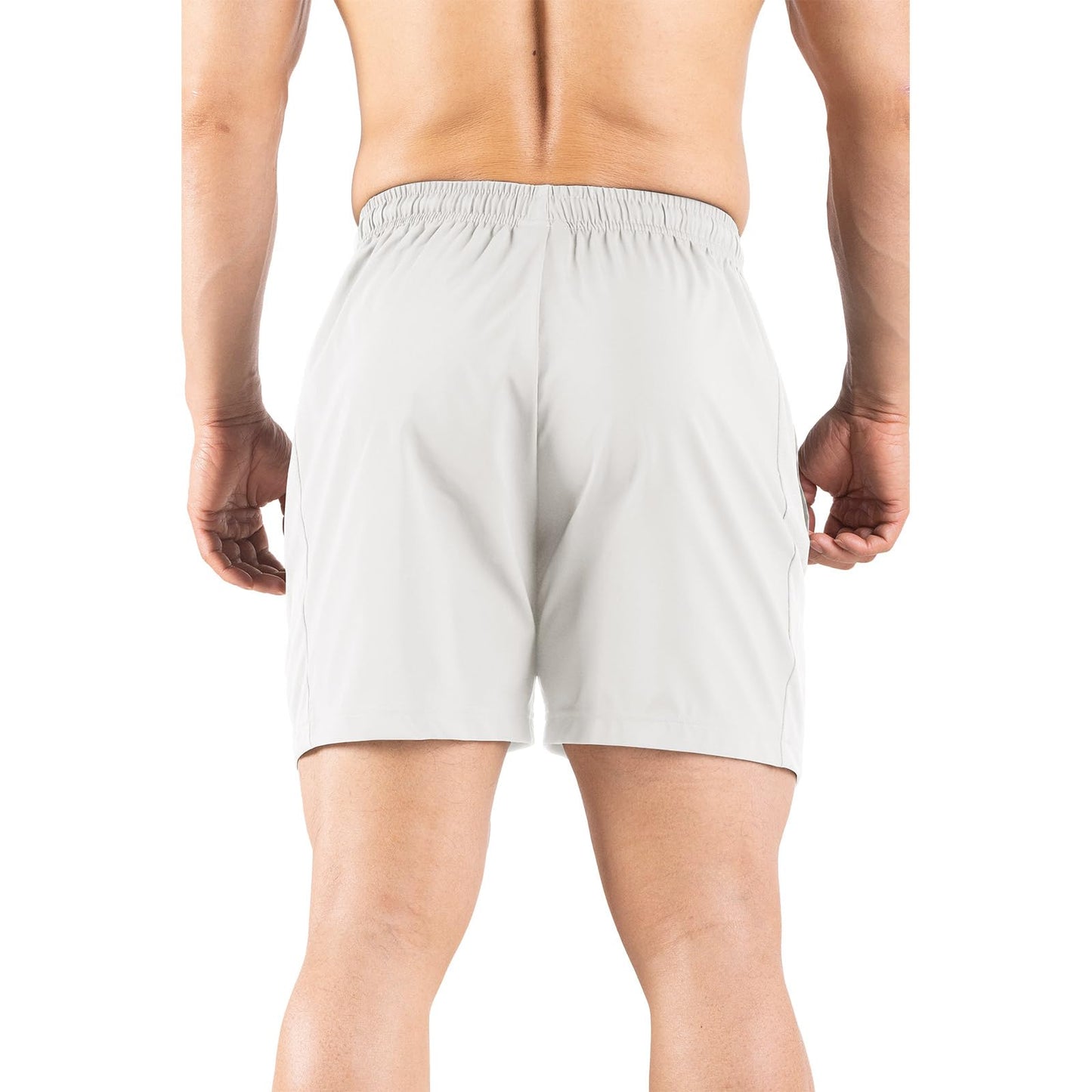 Gaglg Men's 5" Running Shorts 2 Pack Quick Dry Athletic Workout Gym Shorts with Zipper Pockets White/Red,Small