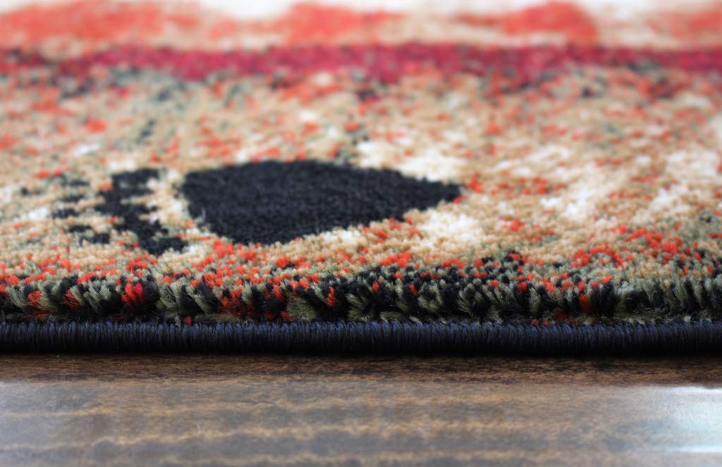 Masada Rugs, Cabin Lodge Area Rug Bear and Cub Scene (4 Feet X 5 Feet)