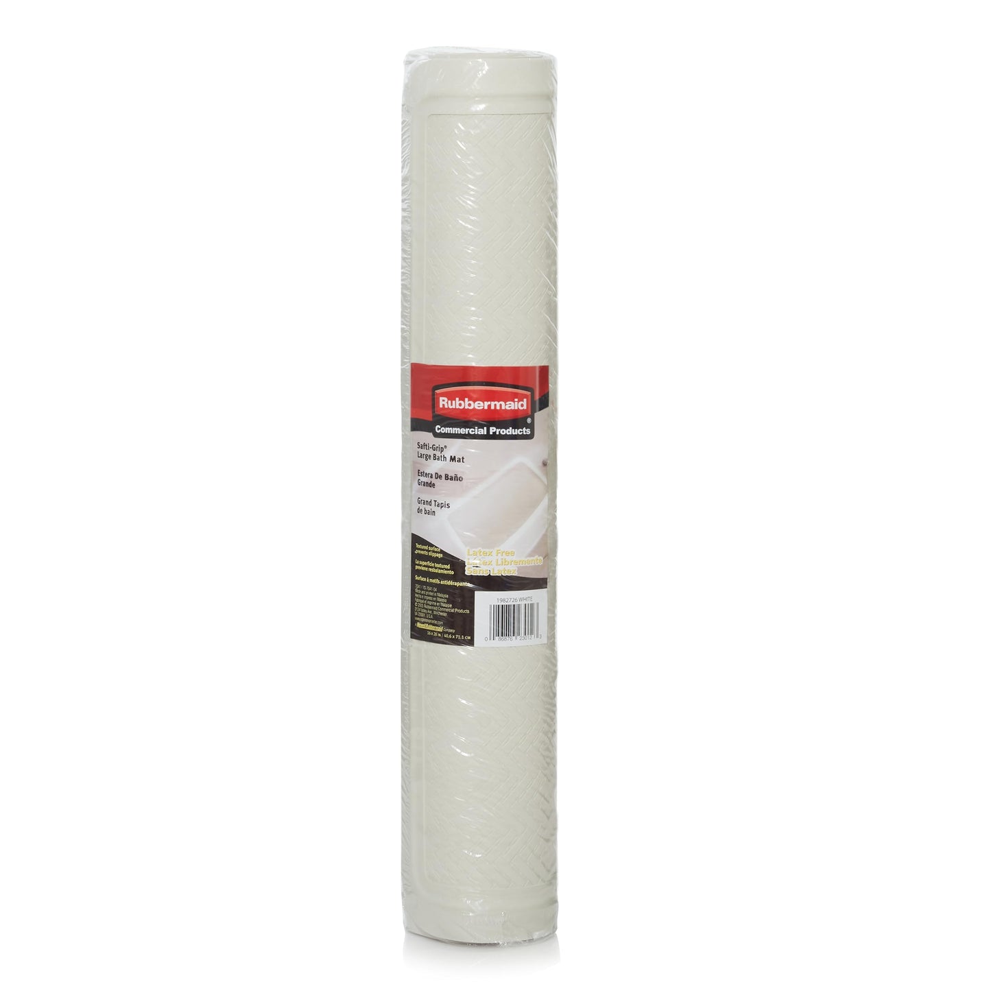 Rubbermaid Commercial Products Safti-Grip Bath Mat, Large, White, Suction-Backed, for Commercial/Residential Use for Home/Hotel/Shower/Bathtub