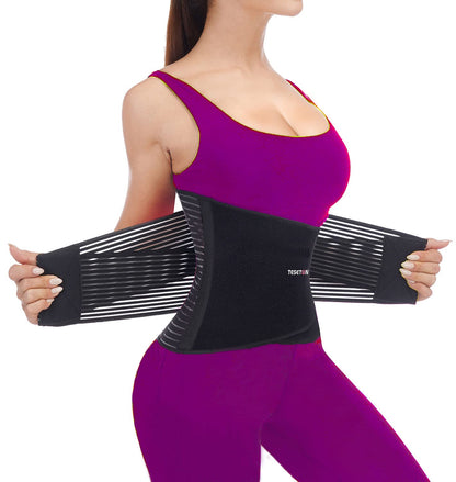 TESETON Back Brace for Men and Women, Back Support Belt Relief Lower Back Pain Herniated Disc, Sciatica, Scoliosis, Breathable Mesh, Lumbar Support Belt with 8 reinforced Bones 02 Black-M