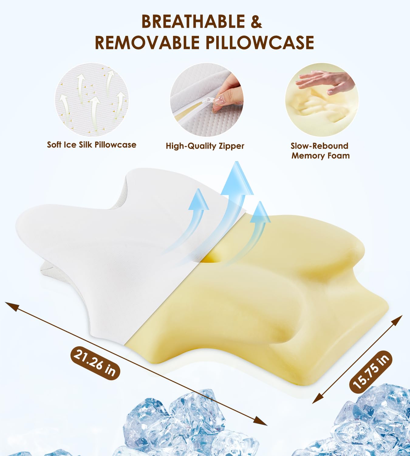Cervical Pillow for Neck and Shoulder, Ergonomic Contour Memory Foam Pillows for Sleeping, Cooling Neck Support Pillow for Back Stomach Side Sleeper Dark Grey