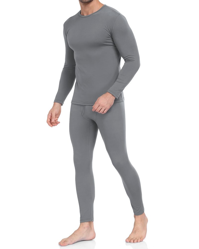 WEERTI Thermal Underwear for Men Long Johns with Fleece Lined Base Layer Men Cold Weather Top Bottom-Grey M