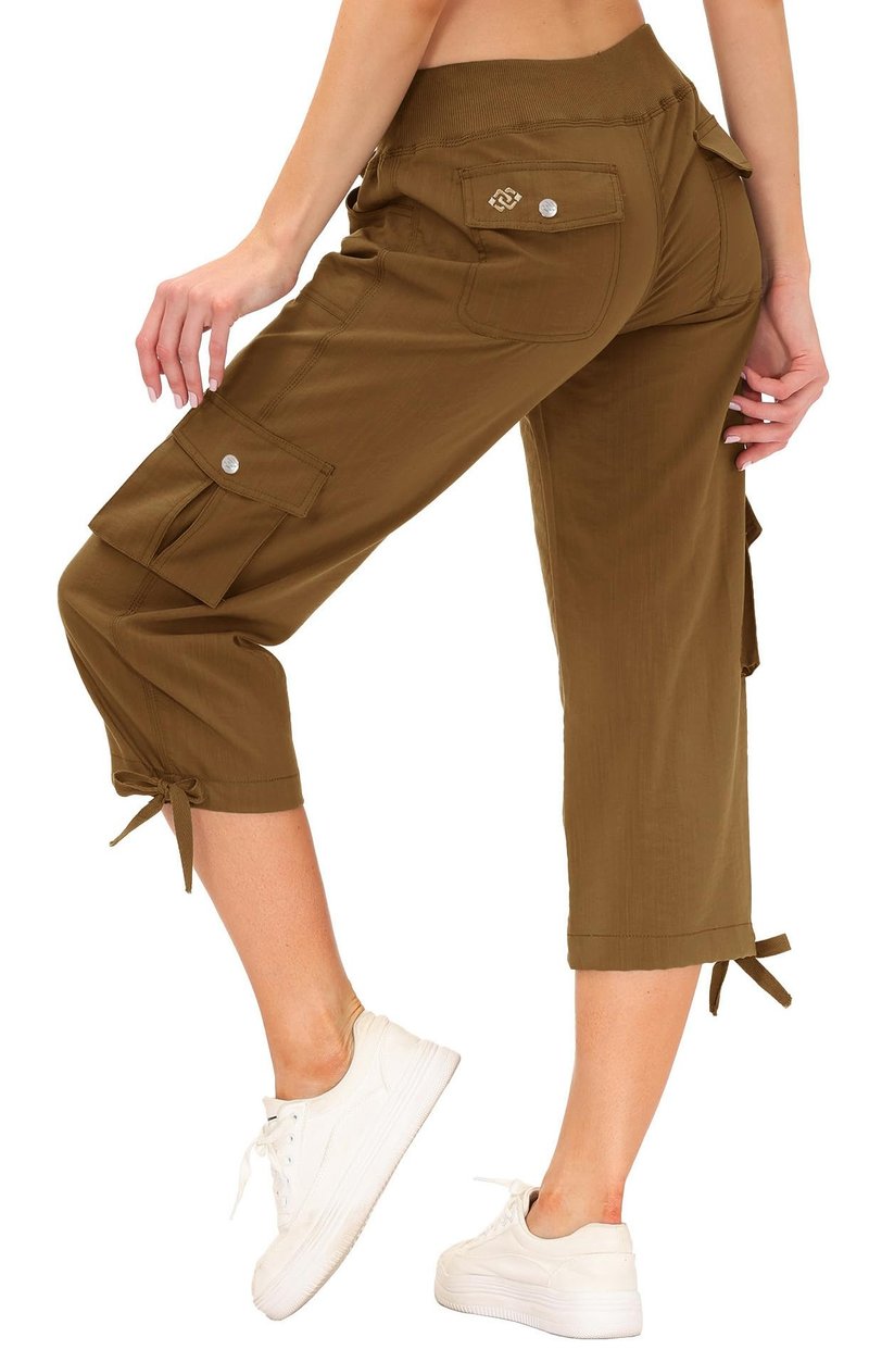 Womens Hiking Cargo Shorts Dry Fit Stretch Athletic Shorts with Pockets Yellow 1