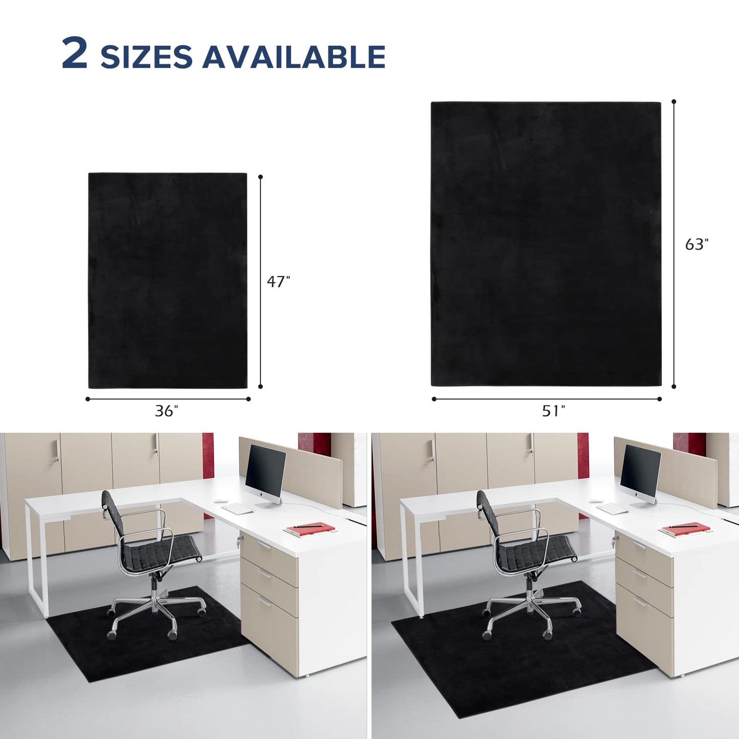 SALLOUS Chair Mat for Hard Floors, 51"x63" Washable Chair Mat Under Desk, Smooth Rolling Desk Chair Mat, Anti Slip Hard Floor Protector, Noise Reducing Desk Rug for Home Office Chair (Black)