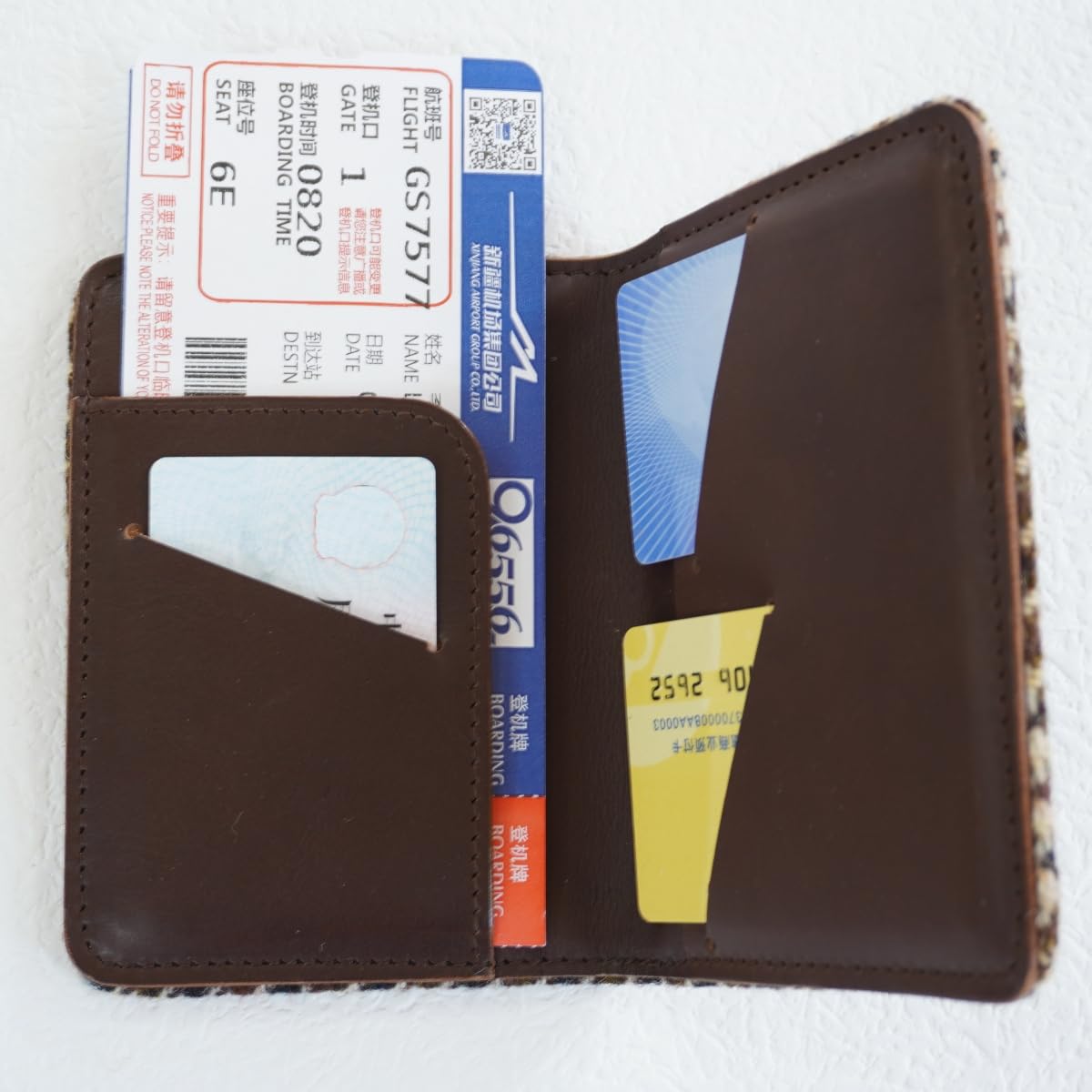 Harris Tweed Leather Passport Holder for Travel, Slim & Lightweight Passport Cover with Vaccine Card Slot, RFID Blocking, Ideal for Women and Men (No.912)