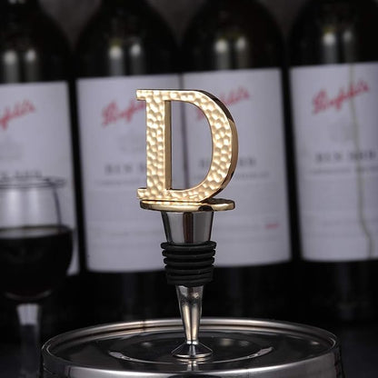 Miicol Wine Stopper, Prosecco Topper, Personalised Champagne Stopper, Gold Wine Accessories, Wine Lovers Gift, Monogram Gift, Letter D