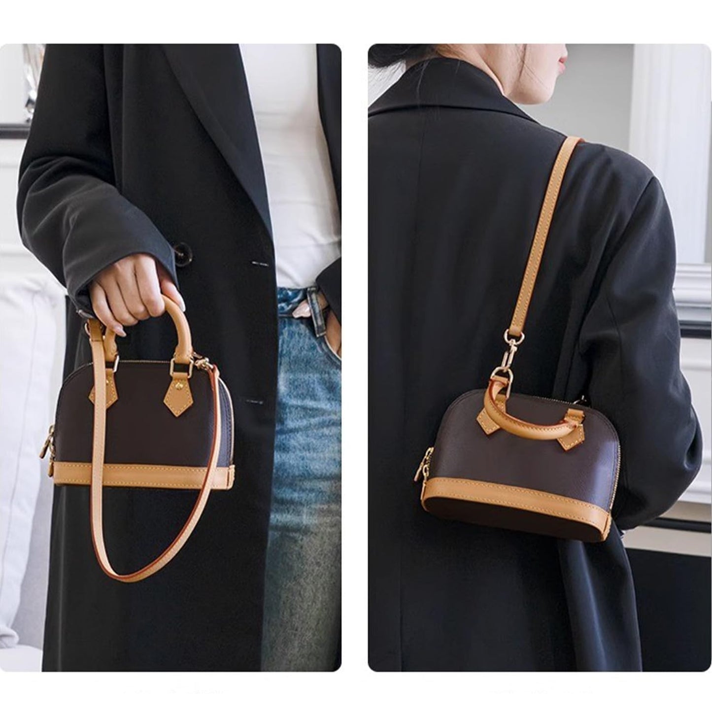 BEUDW Vachetta Leather Crossbody Strap for SPEEDY L V Handbag Replacement Shoulder Strap