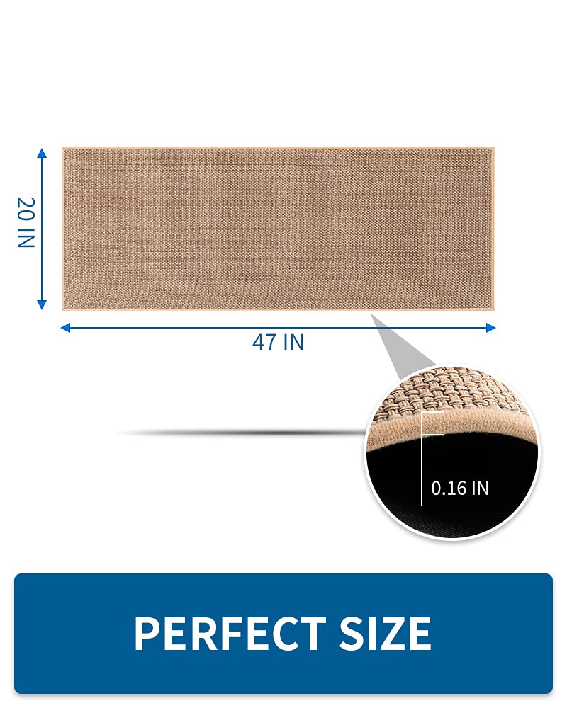Kitchen Rugs Non Slip Washable, Absorbent Kitchen Mats for Floor, Braided Kitchen Runner Rug with Rubber Backing, Durable Dirt-Resistant Kitchen Carpet for Front of Sink (Beige,20"x47")